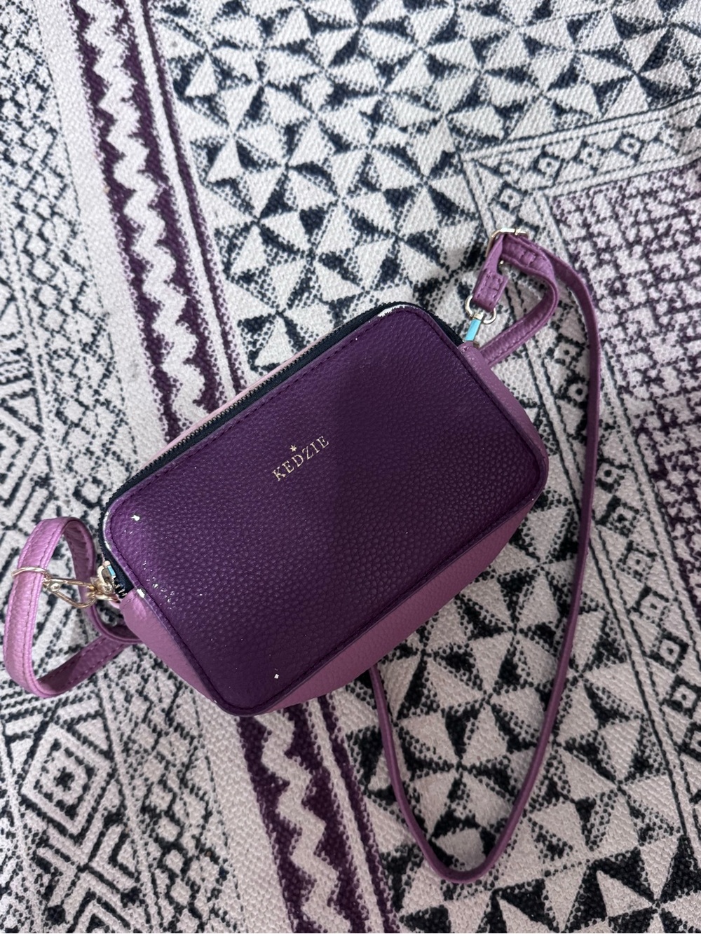 Kedzie Purple Pebbled Leather Crossbody Bag